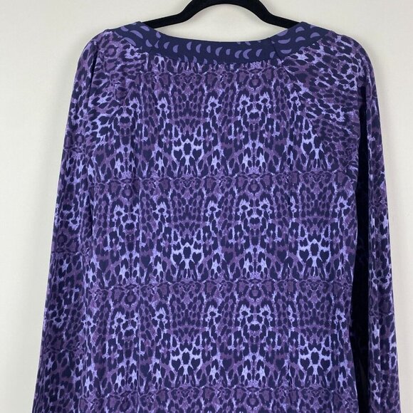 Soft Surroundings Faux Wrap Dress Size XL Tall Purple Animal Print Long Sleeve - Picture 6 of 9